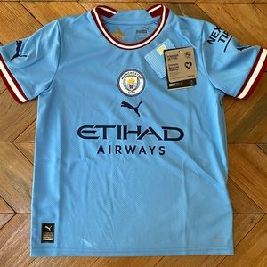 Manchester City Haaland youth soccer jersey 2022-23